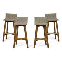 4pk La Brea Acacia Wood & Wicker Patio Barstools - Christopher Knight Home