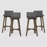 Tabourets de bar d'extérieur 4 pièces en bois d'acacia et osier La Brea - Christopher Knight Home