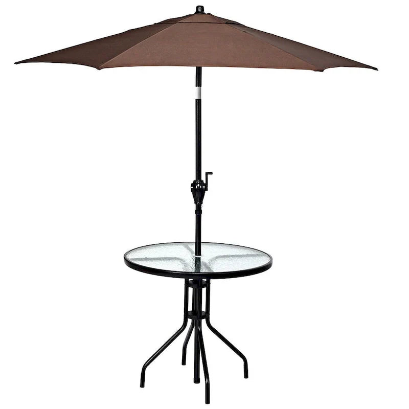Table ronde de jardin Costway 32 avec plateau en verre trempé