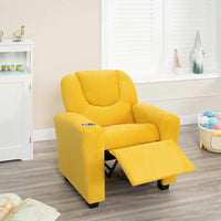 Fauteuil inclinable pour enfants en PVC avec fonction d'inclinaison par poussée, porte-gobelet et repose-pieds confortable