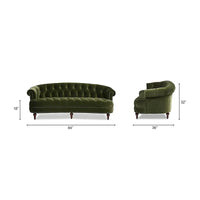 Canapé capitonné chesterfield La Rosa 84 en velours, style moderne du milieu du siècle