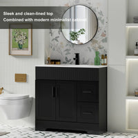 Wavy Line Ensemble meuble-lavabo de salle de bain 30/36/48 avec vasque & robinet