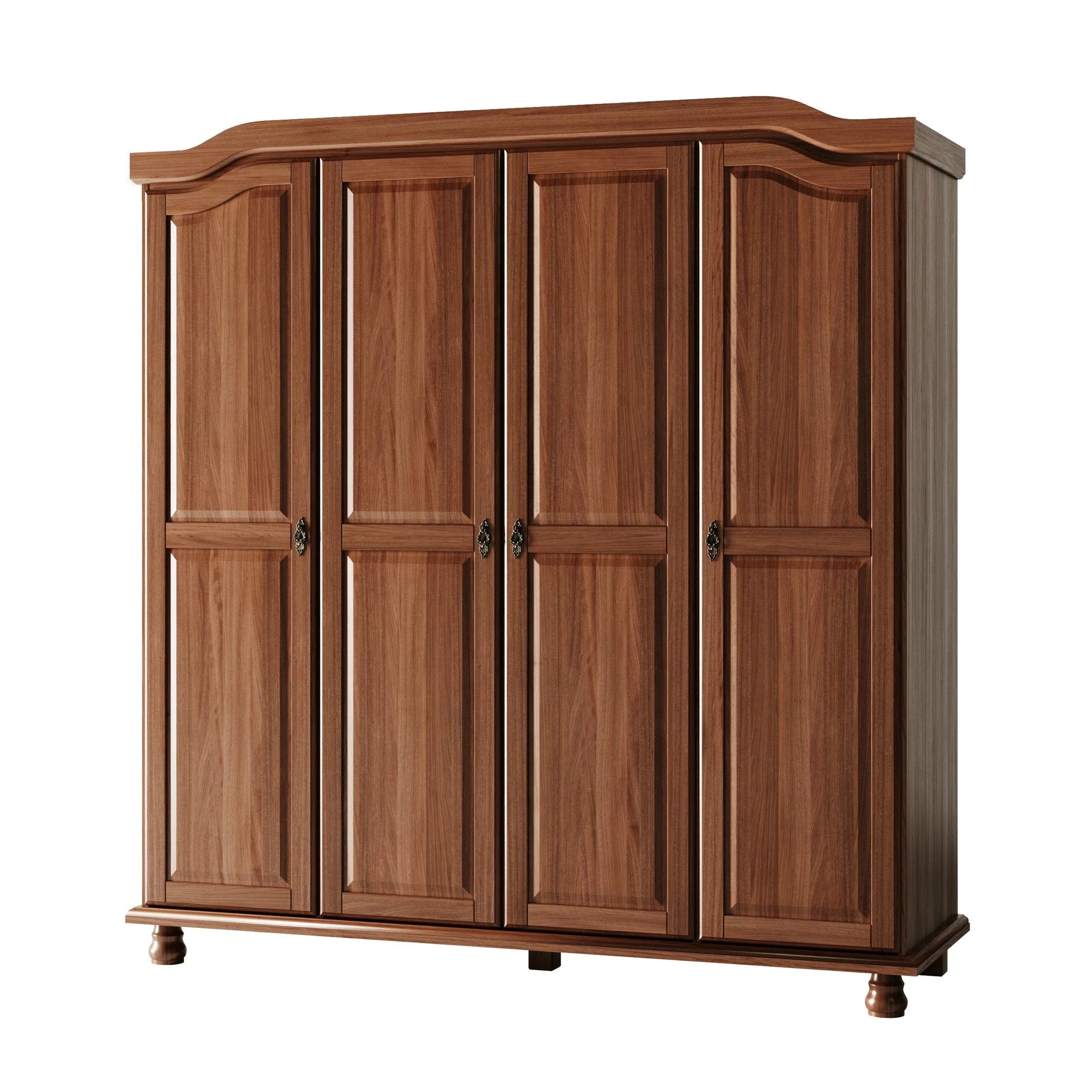 Palace Imports Armoire-penderie Kyle 4 portes 100% bois massif avec portes en bois massif ou miroir