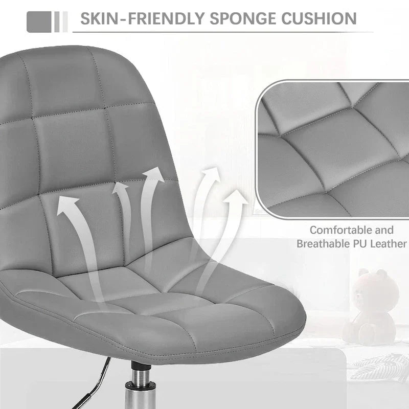 Chaise de bureau à domicile sans accoudoirs Javlergo, chaise de bureau d'ordinateur réglable en hauteur avec roulettes