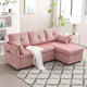 Canapé d'angle réversible en velours côtelé/chenille avec chaise longue de rangement et poche latérale
