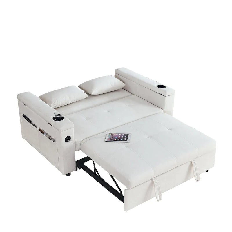 Canapé convertible 54 pouces avec lit gigogne, double assise, fonction relax