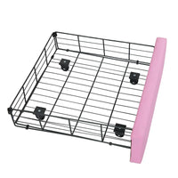 Cadre de lit simple rembourré avec éclairage LED, lit de princesse moderne à tête de lit en couronne, un tiroir, rose+blanc
