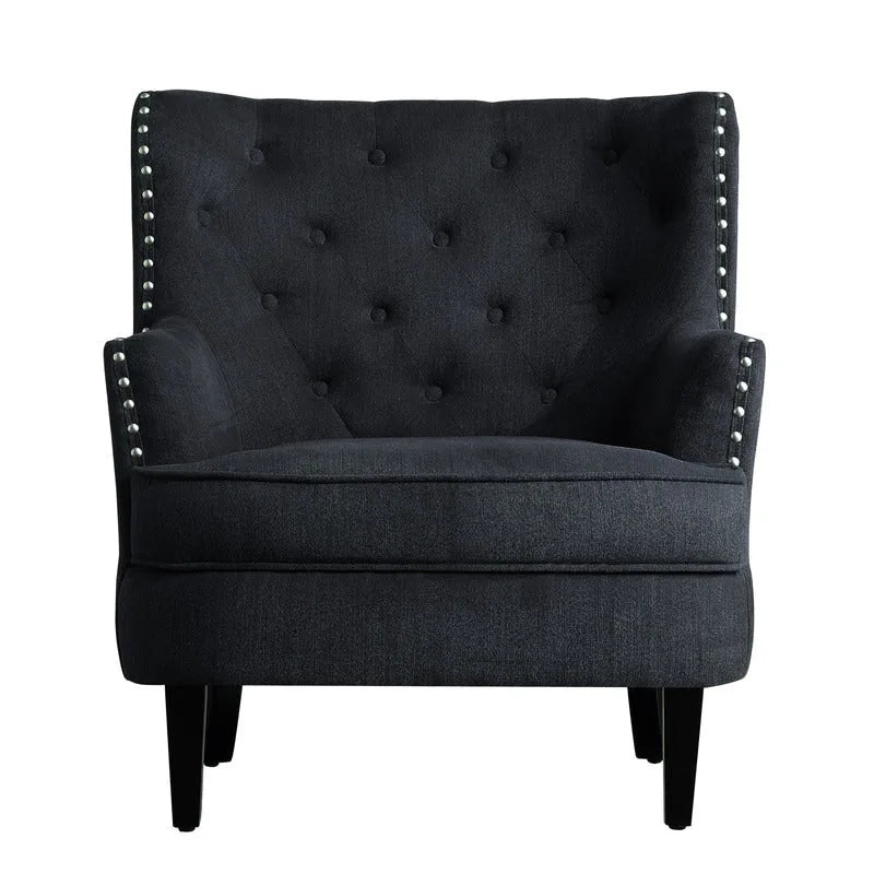 Moser Bay Mignon fauteuil d'appoint à oreilles capitonné en velours / lin 30 de large