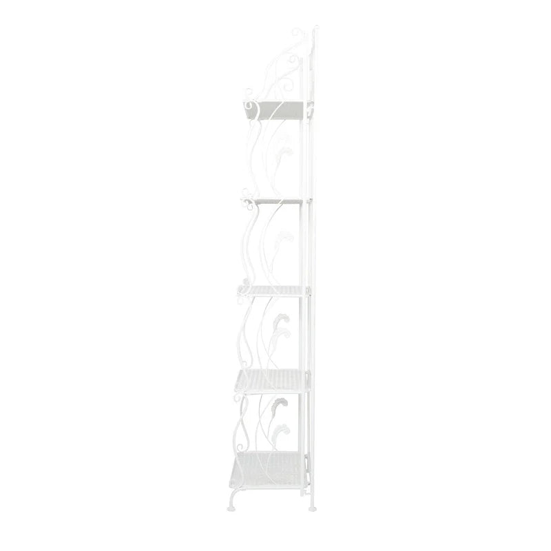 Étagère de boulanger pliante haute en métal à volutes, intérieure et extérieure, 5 étagères - Or ou blanc - Roche River Decor