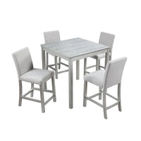 Ensemble de salle à manger moderne 5 pièces avec table carrée hauteur comptoir et 4 chaises rembourrées