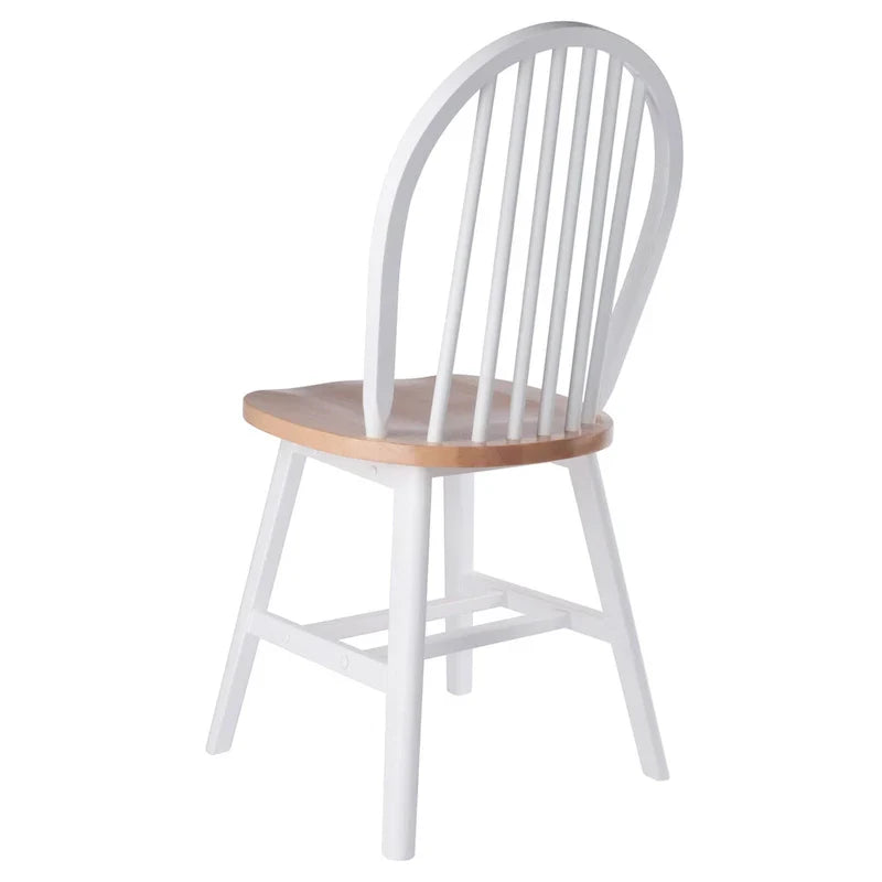 Ensemble de 2 chaises Windsor, naturel et blanc