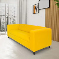 Coast to Coast Sofas Canapé trois places de style Mid-Century en similicuir avec cadre en bois massif et rembourrage