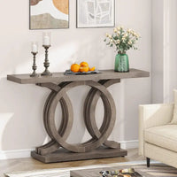 Console de style vintage avec base géométrique, table de couloir en bois