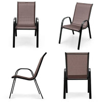 Lot de 4 chaises de salle à manger empilables avec accoudoirs pour patio - 73,7 x 54,6 x 90,2 cm (L x l x H)