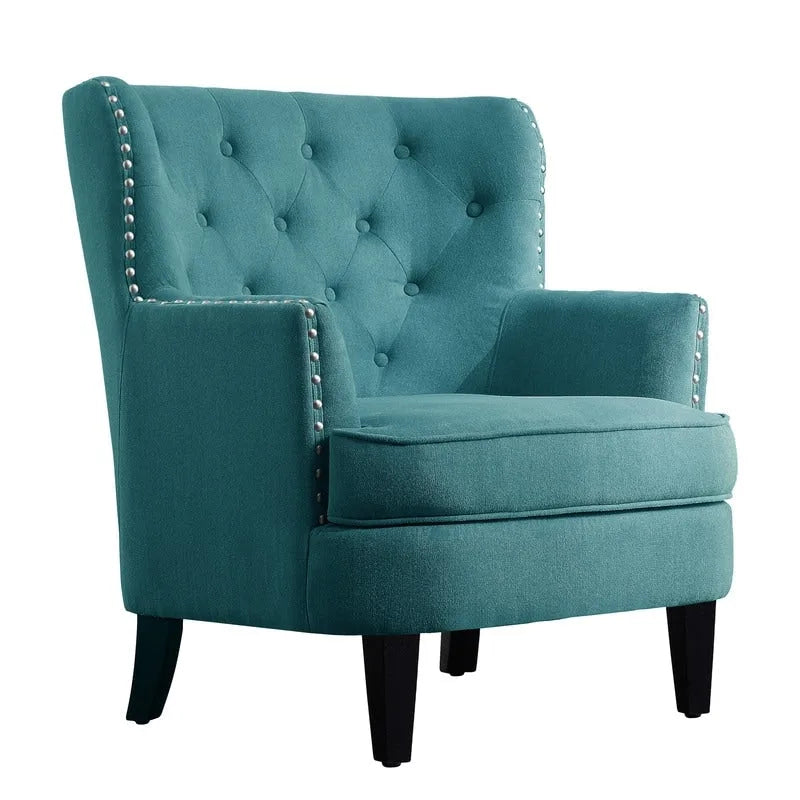 Moser Bay Mignon fauteuil d'appoint à oreilles capitonné en velours / lin 30 de large