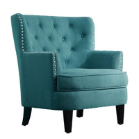Moser Bay Mignon Fauteuil d'appoint à oreilles capitonné large de 76 cm en velours et lin