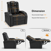 MCombo Fauteuil inclinable électrique avec appui-tête réglable, siège de home cinéma double moteur avec port USB, cuir respirant HTS411