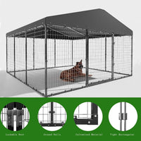 Grand chenil d'extérieur pour chien L 118 x P 118 x H 70, cage robuste pour chien avec toit imperméable