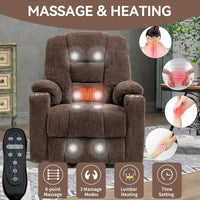 Fauteuil releveur électrique avec massage et chauffage, fauteuils inclinables larges rembourrés Lazy Boy avec USB, ports Type C et 2 porte-gobelets en acier
