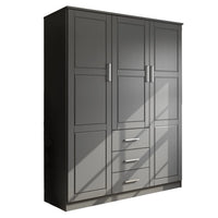 Palace Imports Armoire-penderie Cosmo 3 portes 100% bois massif avec portes en bois massif ou miroir