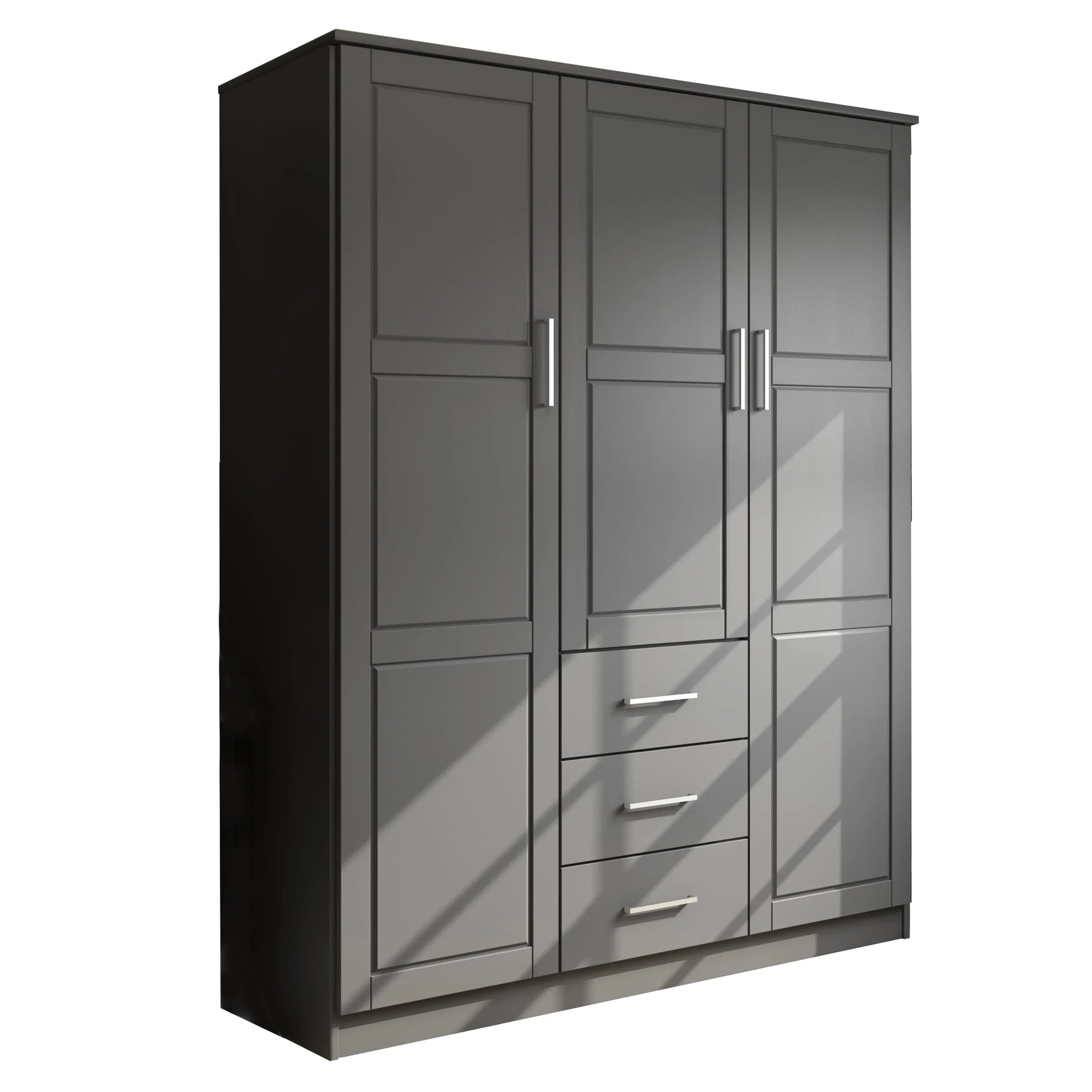 Palace Imports Armoire-penderie Cosmo 3 portes 100% bois massif avec portes en bois massif ou miroir