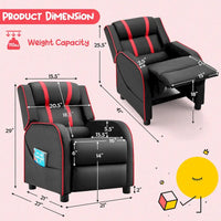 Fauteuil Inclinable Enfant Gymax Ergonomique en Cuir avec Repose-Pieds