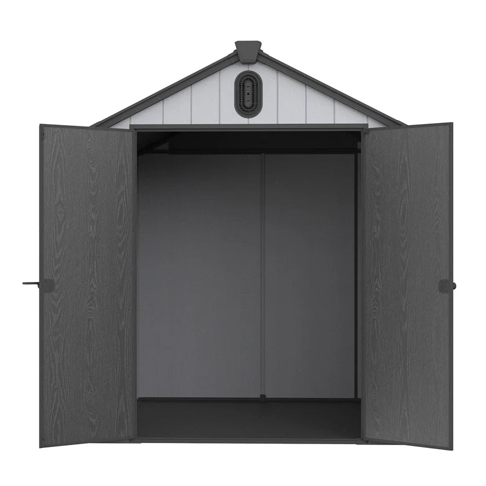 Abri de rangement extérieur en résine tout temps 6 pi x 4 pi/6 pi x 8 pi/8 pi x 6 pi/8 pi x 10 pi avec plancher, abri à outils Spire