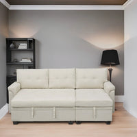 Canapé sectionnel réversible avec lit escamotable, méridienne de rangement dissimulée, pieds durables,