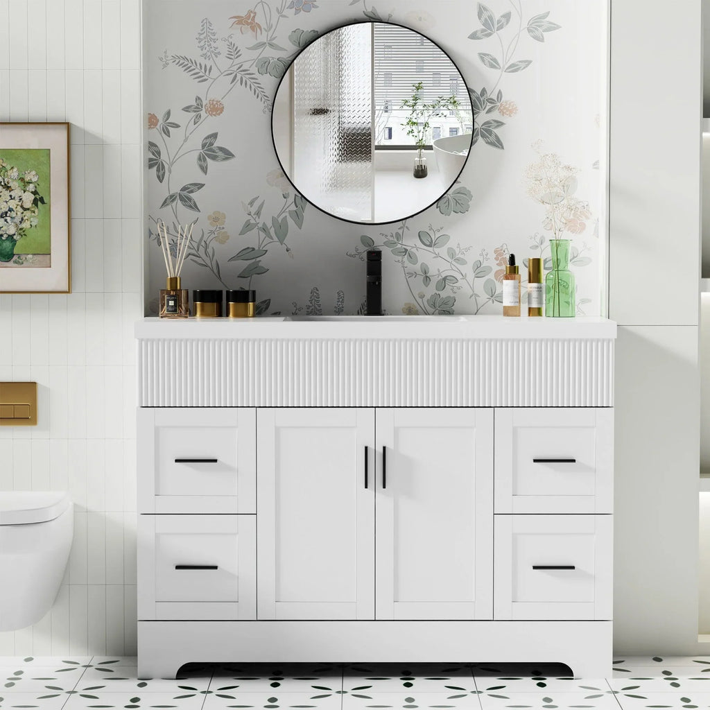 Wavy Line Ensemble meuble-lavabo de salle de bain 30/36/48 avec vasque & robinet