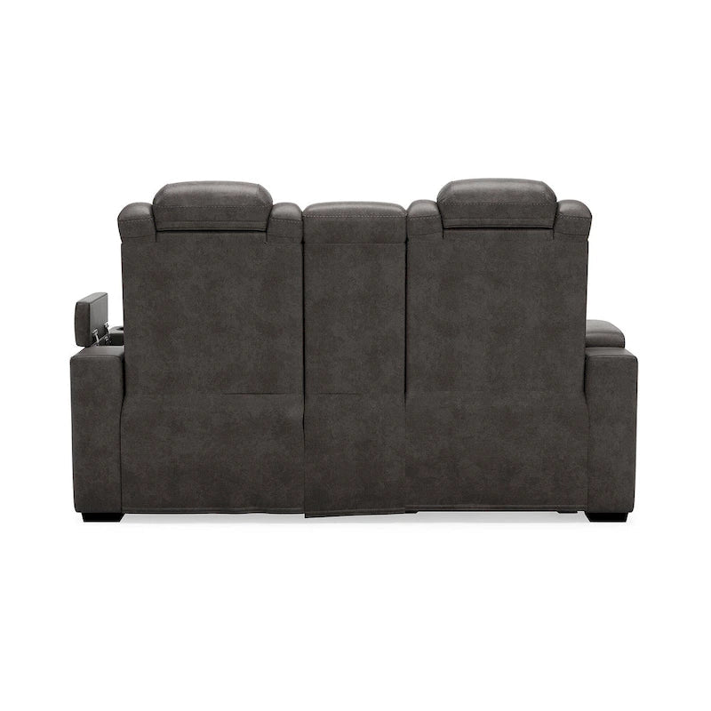 Signature Design by Ashley HyllMont Causeuse inclinable électrique grise avec console - 71.75 L x 39 P x 44 H