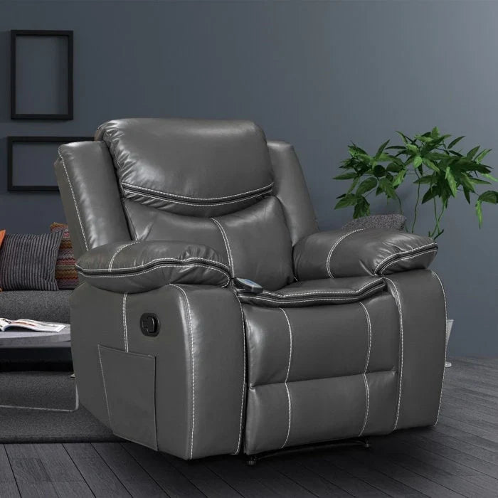 Fauteuil inclinable de massage et chaleur en cuir durable à assise large