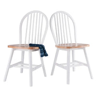 Ensemble de 2 chaises Windsor, naturel et blanc