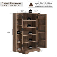 47 armoire de cuisine de ferme, buffet de rangement avec portes de grange - N/A
