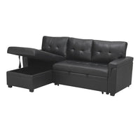 Canapé sectionnel convertible réversible avec lit escamotable, méridienne de rangement dissimulée et pieds durables