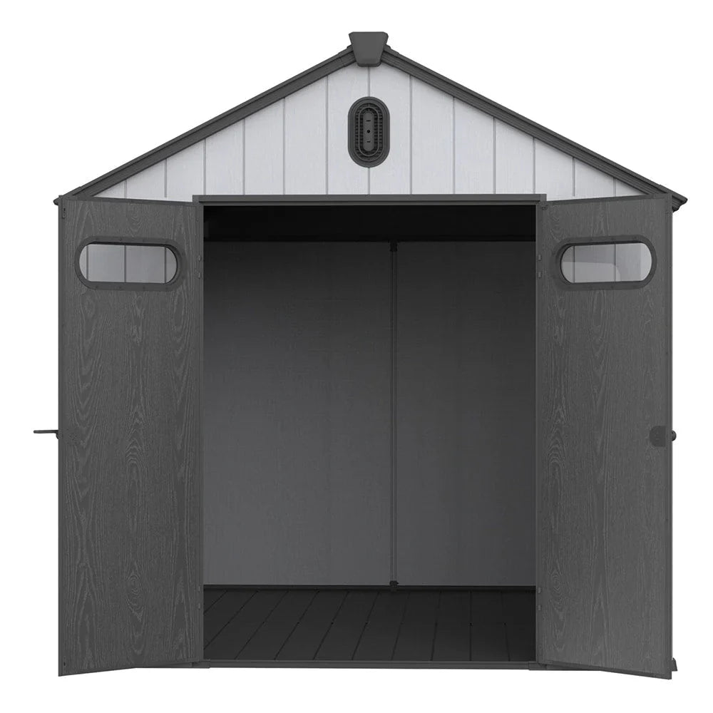 Abri de rangement extérieur en résine tout temps 6 pi x 4 pi/6 pi x 8 pi/8 pi x 6 pi/8 pi x 10 pi avec plancher, abri à outils Spire