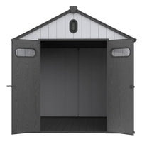 Abri de rangement extérieur en résine tout temps 6 pi x 4 pi/6 pi x 8 pi/8 pi x 6 pi/8 pi x 10 pi avec plancher, abri à outils Spire