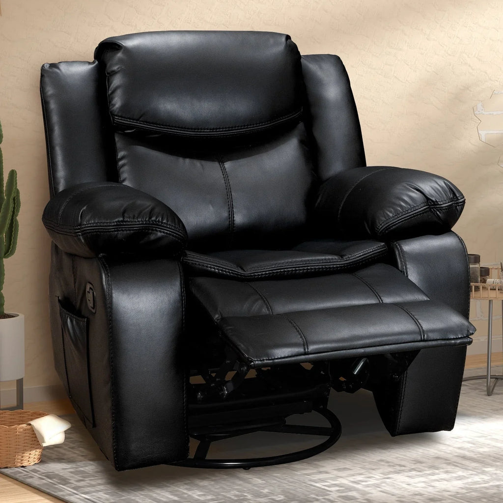 Fauteuil inclinable de massage et chaleur en cuir durable à assise large