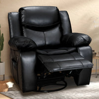 Fauteuil inclinable de massage et chaleur en cuir durable à assise large