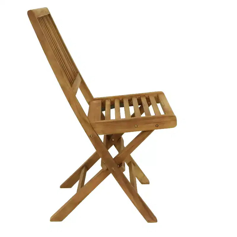 Sunnydaze Ensemble bistro pliant Nantasket en teck massif d'extérieur avec finition teintée - Table et chaises - Marron - 3 pièces