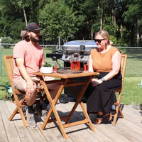 Sunnydaze Ensemble bistro pliant Nantasket en teck massif d'extérieur avec finition teintée - Table et chaises - Marron - 3 pièces