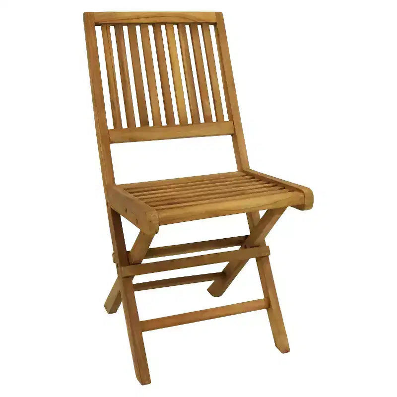 Sunnydaze Ensemble bistro pliant Nantasket en teck massif d'extérieur avec finition teintée - Table et chaises - Marron - 3 pièces