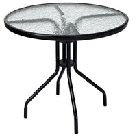 Table ronde de jardin Costway 32 avec plateau en verre trempé