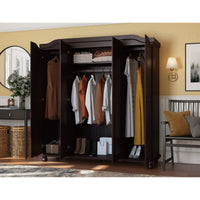 Palace Imports Armoire-penderie Kyle 4 portes 100% bois massif avec portes en bois massif ou miroir