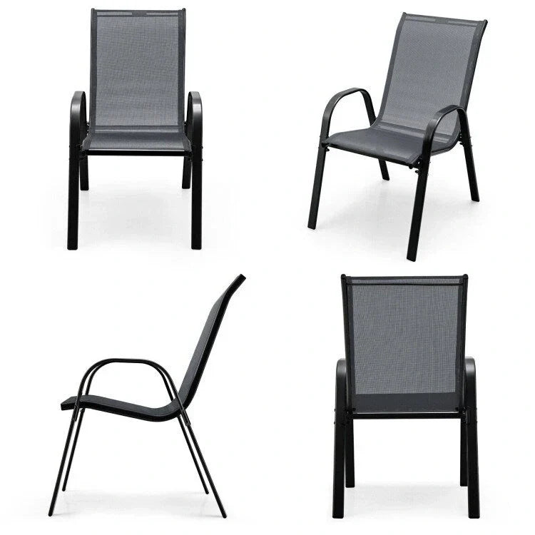 Lot de 4 chaises de salle à manger empilables avec accoudoirs pour patio - 73,7 x 54,6 x 90,2 cm (L x l x H)