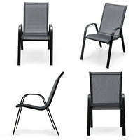 Lot de 4 chaises de salle à manger empilables avec accoudoirs pour patio - 73,7 x 54,6 x 90,2 cm (L x l x H)