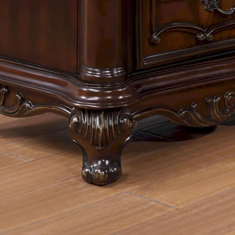 Furniture of America Eugene Ensemble de chambre traditionnel 3 pièces en bois cerisier foncé à panneaux
