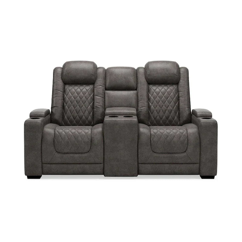 Signature Design by Ashley HyllMont Causeuse inclinable électrique grise avec console - 71.75 L x 39 P x 44 H