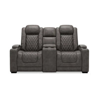 Signature Design by Ashley HyllMont Causeuse inclinable électrique grise avec console - 71.75 L x 39 P x 44 H