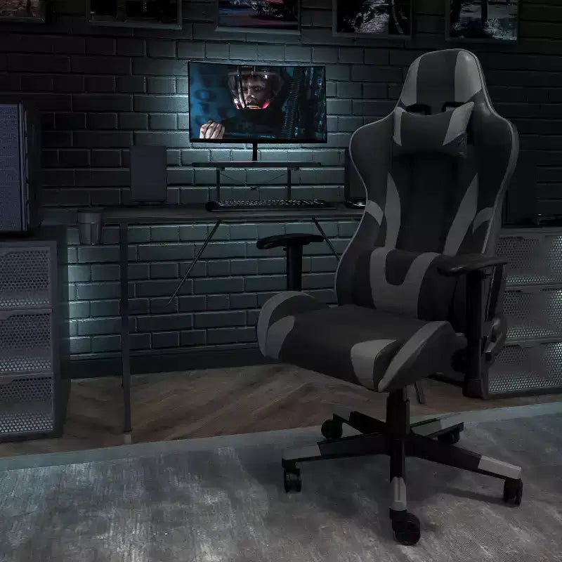Chaise de jeu Flash Furniture X30 Chaise de bureau ergonomique de course avec dossier entièrement inclinable et repose-pieds coulissant en cuir souple rouge