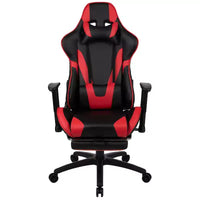 Chaise de jeu Flash Furniture X30 Chaise de bureau ergonomique de course avec dossier entièrement inclinable et repose-pieds coulissant en cuir souple rouge